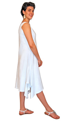 Elliptical-Hem A-Line Midi Dress