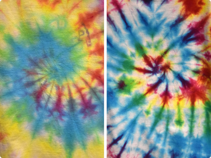 60/40 POLYESTER AND 100% COTTON tie dye comparison by meo faustino 